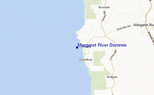 locatiekaart van Margaret River Bommie