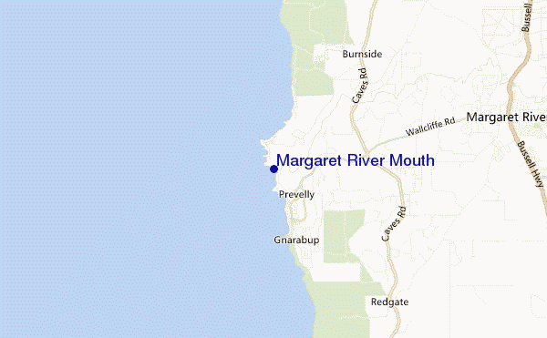 locatiekaart van Margaret River Mouth