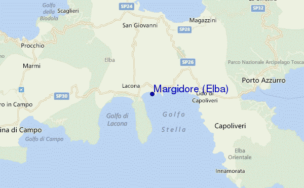 locatiekaart van Margidore (Elba)