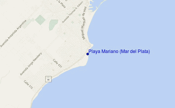 locatiekaart van Playa Mariano (Mar del Plata)