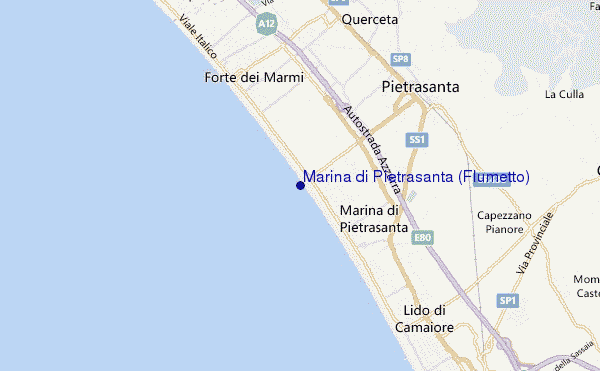 locatiekaart van Marina di Pietrasanta (Flumetto)