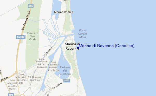 locatiekaart van Marina di Ravenna (Canalino)