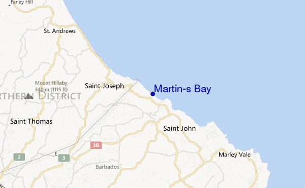 locatiekaart van Martin's Bay