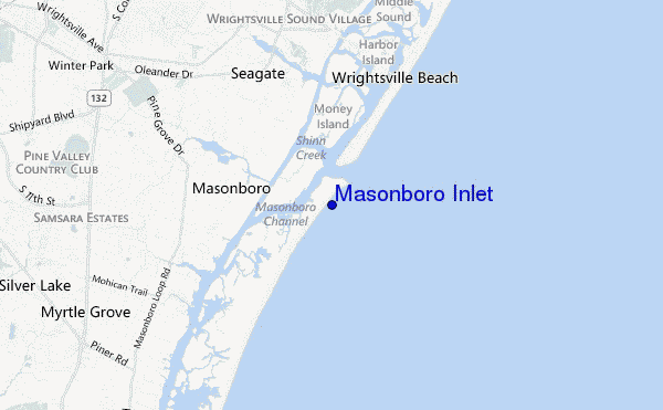 locatiekaart van Masonboro Inlet