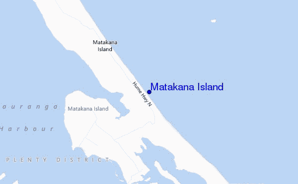locatiekaart van Matakana Island