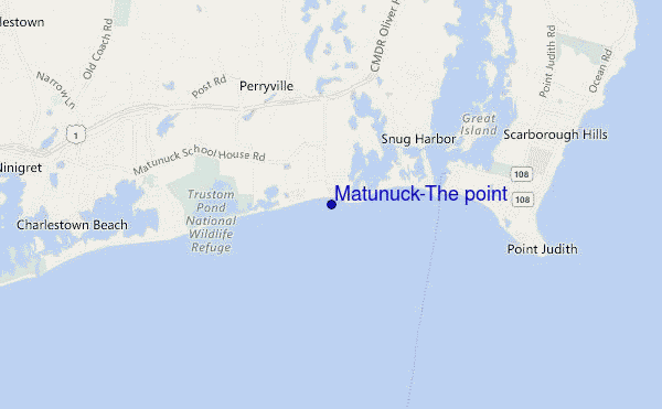 locatiekaart van Matunuck-The point