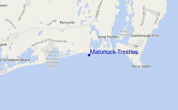 locatiekaart van Matunuck-Trestles