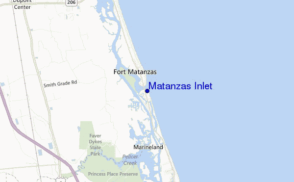 locatiekaart van Matanzas Inlet