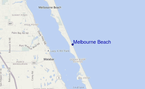 locatiekaart van Melbourne Beach