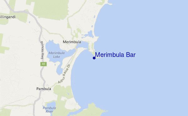 locatiekaart van Merimbula Bar