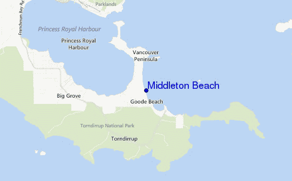 locatiekaart van Middleton Beach