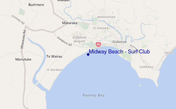 locatiekaart van Midway Beach - Surf Club