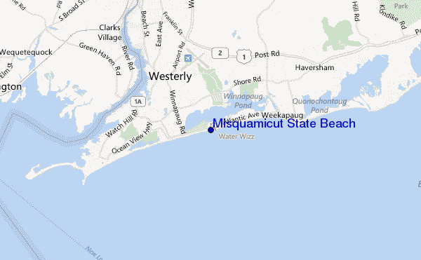 locatiekaart van Misquamicut State Beach