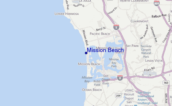 locatiekaart van Mission Beach