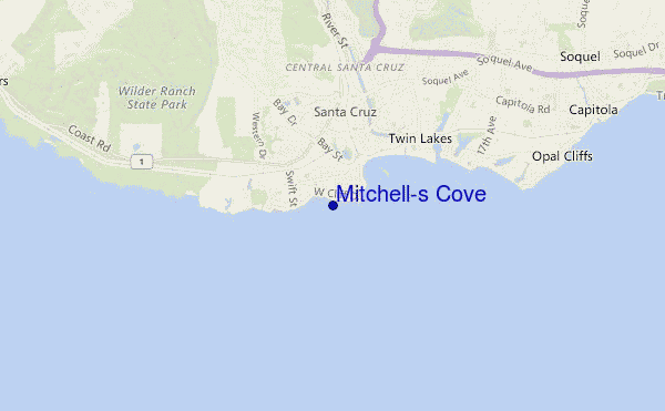 locatiekaart van Mitchell's Cove