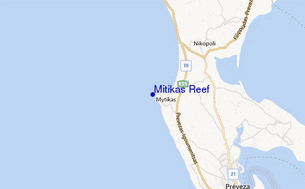 locatiekaart van Mitikas Reef