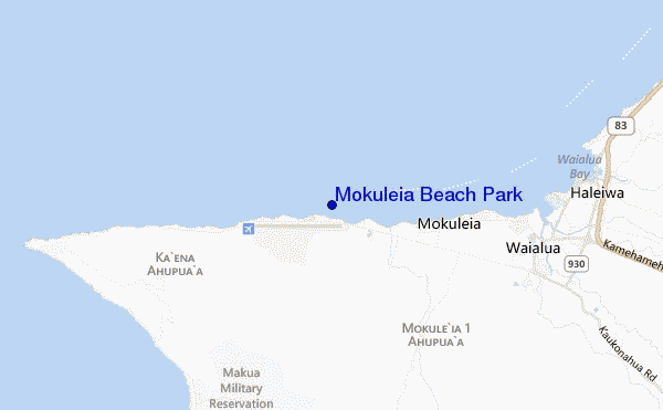 locatiekaart van Mokuleia Beach Park