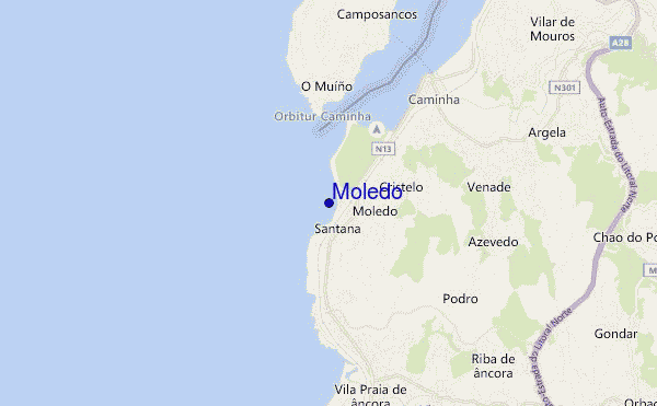 locatiekaart van Moledo