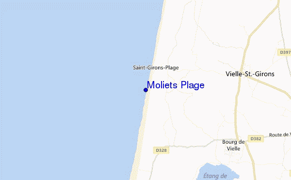 locatiekaart van Moliets Plage