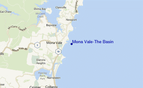 locatiekaart van Mona Vale-The Basin