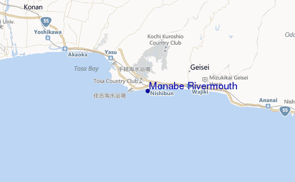 locatiekaart van Monabe Rivermouth