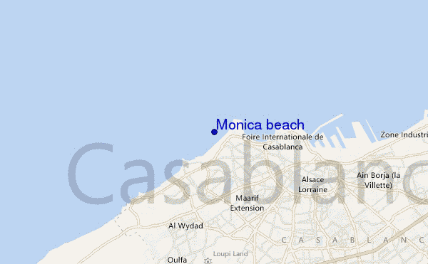 locatiekaart van Monica beach