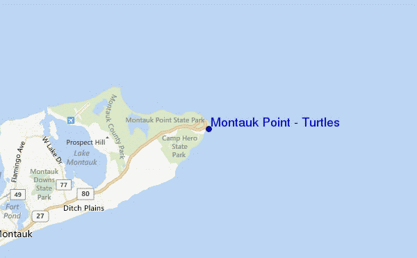 locatiekaart van Montauk Point - Turtles