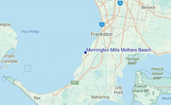 Mornington Mills Mothers Beach Location Map