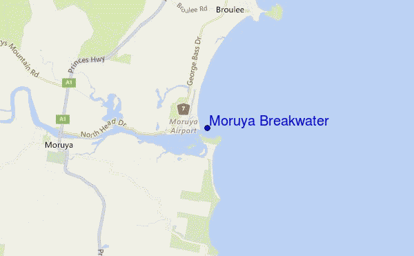 locatiekaart van Moruya Breakwater