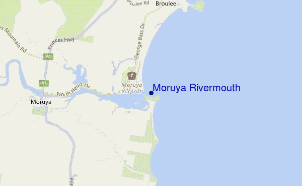 locatiekaart van Moruya Rivermouth