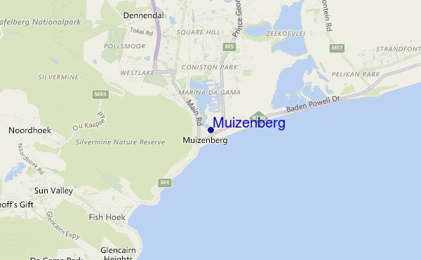 locatiekaart van Muizenberg