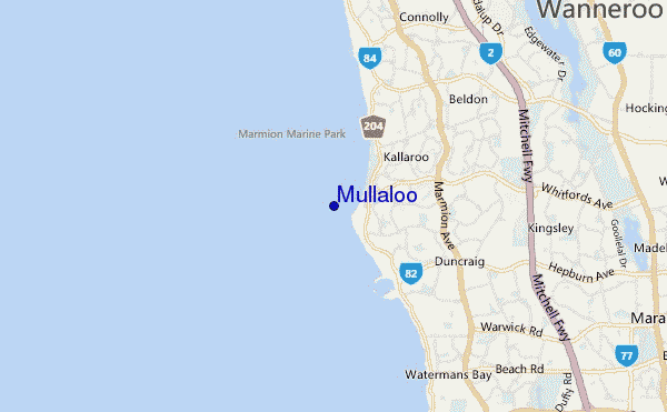locatiekaart van Mullaloo
