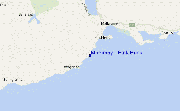 locatiekaart van Mulranny - Pink Rock