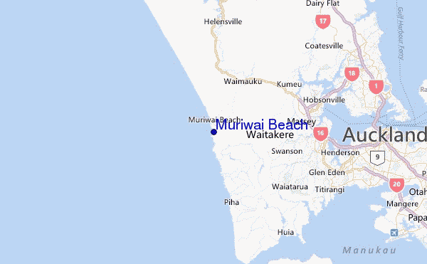 Muriwai Beach Location Map