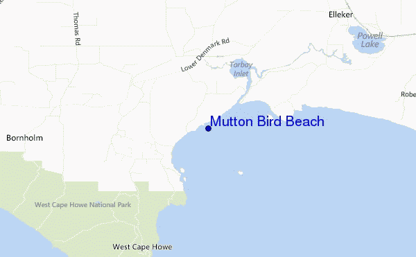 locatiekaart van Mutton Bird Beach