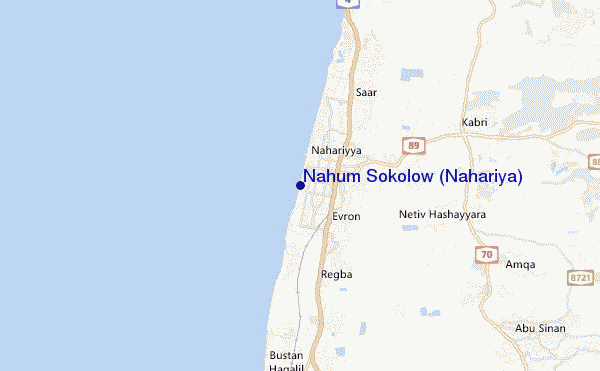 locatiekaart van Nahum Sokolow (Nahariya)