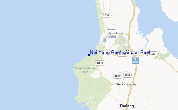 locatiekaart van Nai Yang Reef - Airport Reef