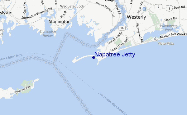 locatiekaart van Napatree Jetty