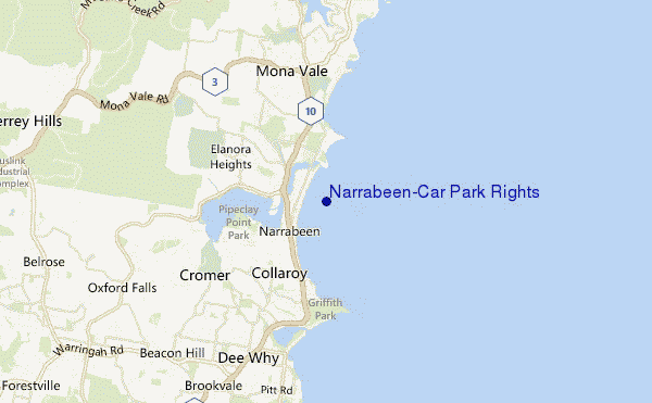 locatiekaart van Narrabeen-Car Park Rights