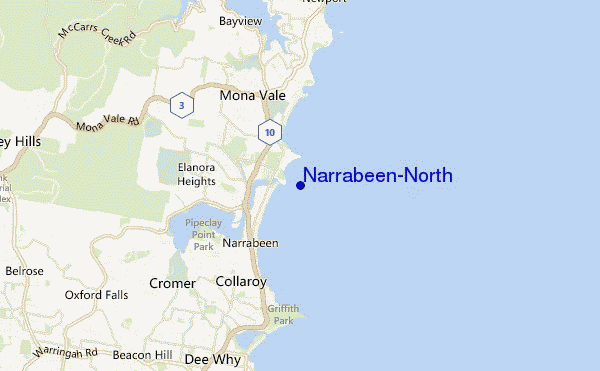 locatiekaart van Narrabeen-North