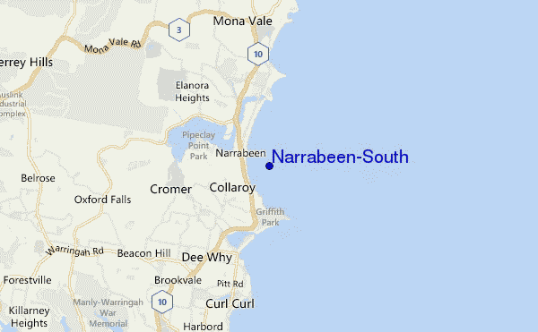 locatiekaart van Narrabeen-South