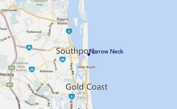 locatiekaart van Narrow Neck