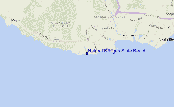 locatiekaart van Natural Bridges State Beach