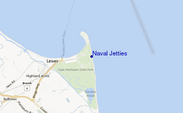 locatiekaart van Naval Jetties