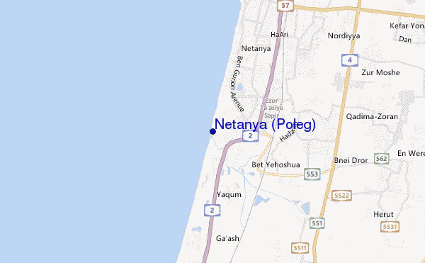locatiekaart van Netanya (Poleg)