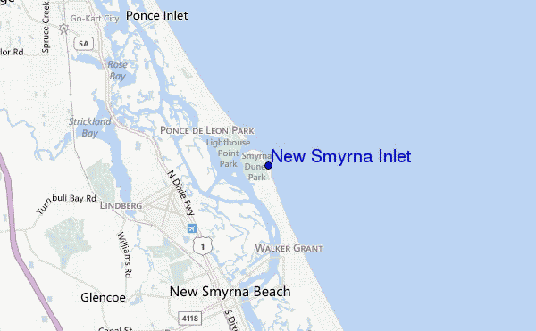 locatiekaart van New Smyrna Inlet