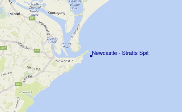 locatiekaart van Newcastle - Stratts Spit