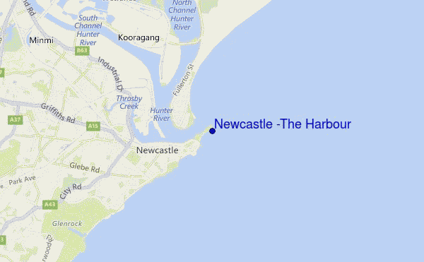 locatiekaart van Newcastle -The Harbour