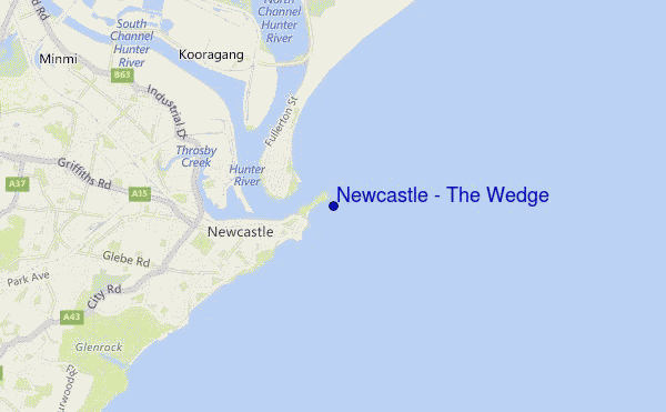 locatiekaart van Newcastle - The Wedge