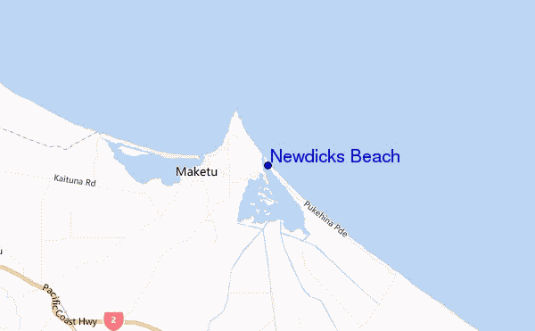 locatiekaart van Newdicks Beach